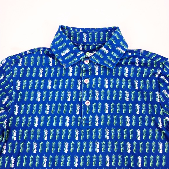 Tailorbyrd Other - Tailorbyrd Boys Blue Pineapple Performance Shirt M 10/12 NWOT Preppy Coastal